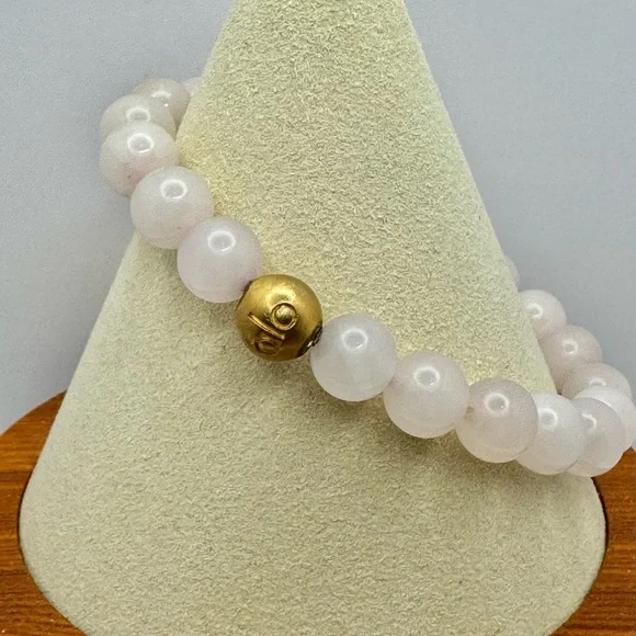 Alo Yoga Rose Quartz Beaded Stretch Bracelet - Pink - Picture 2 of 3